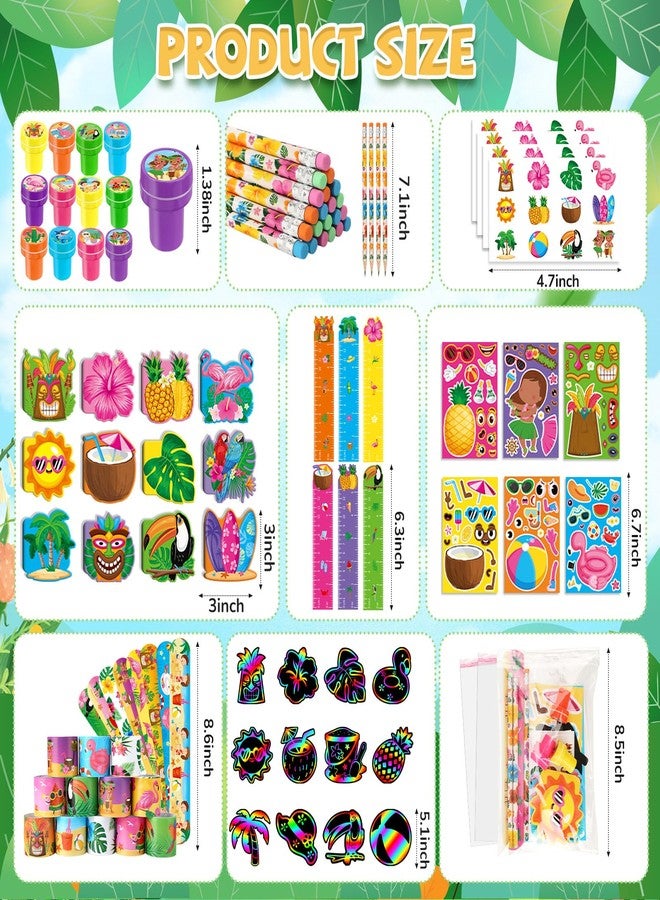 BenLouis 216Pcs Hawaiian Luau Party Favors Aloha Summer Tropical Tiki Theme School Stationery Set Bulk for Kids Beach Pool Birthday Party Goodie Bag Stuffers Classroom Gifts Rewards Pinata Filler - Image 3